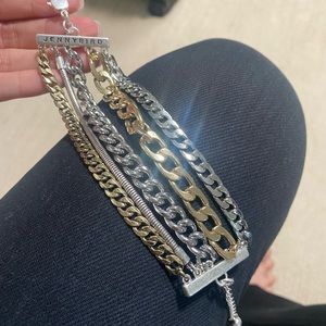 NEW Jenny Bird Austin Cuff Mixed Metal Stacked Layered Chain link Bracelet